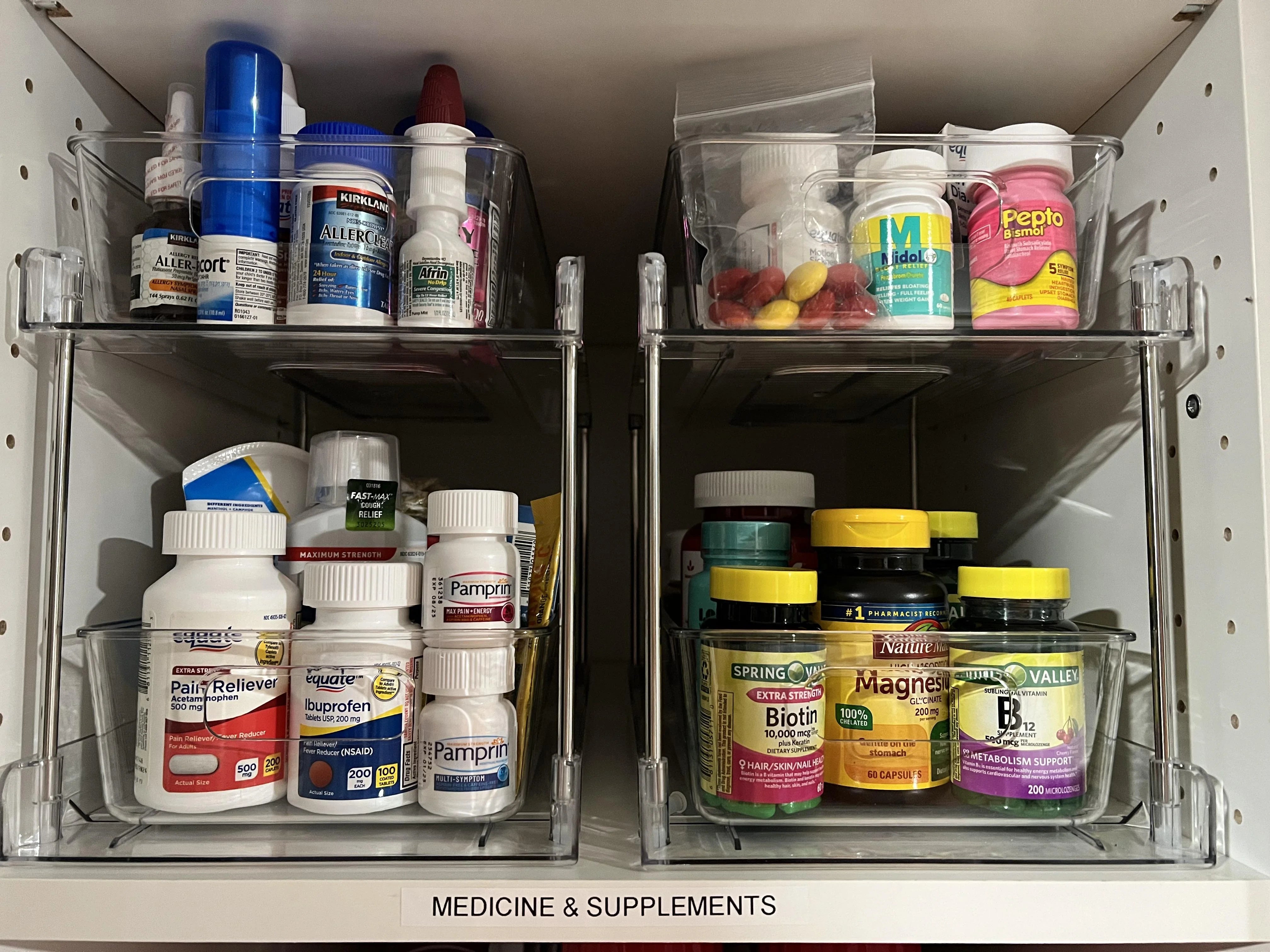 Medicine and supplement cabinet